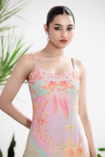 Siddhartha Bansal_Multi Color Crepe Sweetheart Neck Dreamlover Day Dress _Online_at_Aza_Fashions