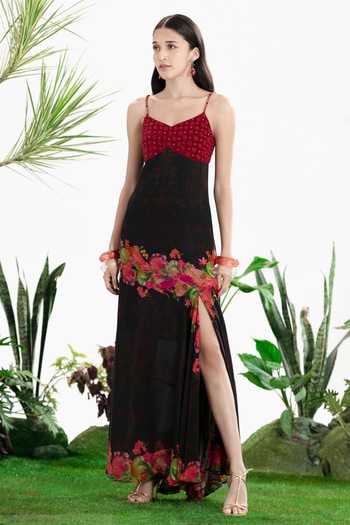 Buy_Siddhartha Bansal_Black Crepe Sweetheart Neck Take My Breath Away Dress _Online_at_Aza_Fashions