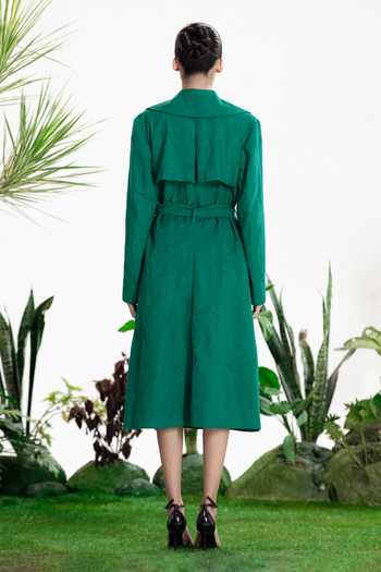 Shop_Siddhartha Bansal_Green Linen First Move Coat _at_Aza_Fashions