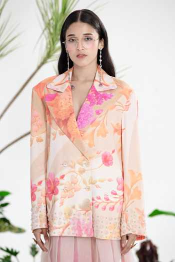 Siddhartha Bansal_Multi Color Satin, Organza Material Girl Blazer Skirt Set _Online_at_Aza_Fashions