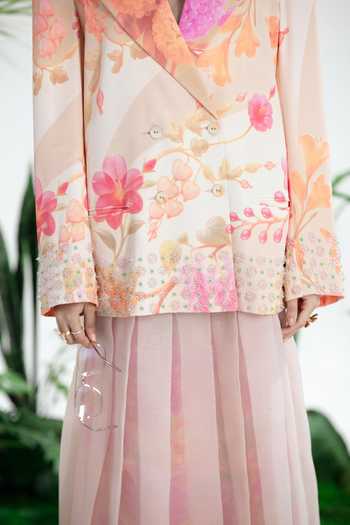 Buy_Siddhartha Bansal_Multi Color Satin, Organza Material Girl Blazer Skirt Set _Online_at_Aza_Fashions