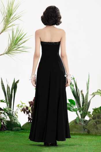 Shop_Siddhartha Bansal_Black Crepe Sweetheart Neck Swan Dress _at_Aza_Fashions