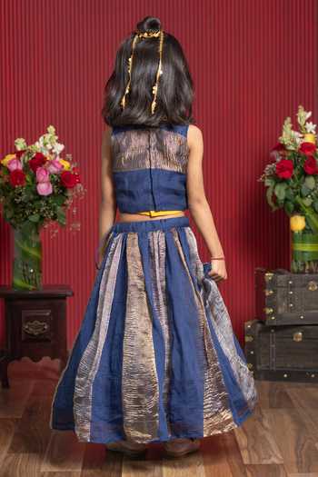 Shop_Kirti Agarwal - Pret N Couture_Yellow Chanderi Silk Embroidered Jacket Lehenga Set _at_Aza_Fashions