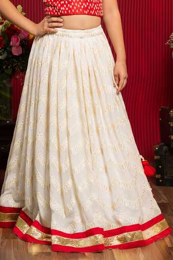 Kirti Agarwal - Pret N Couture_Red Silk, Georgette Thread Work Lehenga And Blouse Set _Online_at_Aza_Fashions