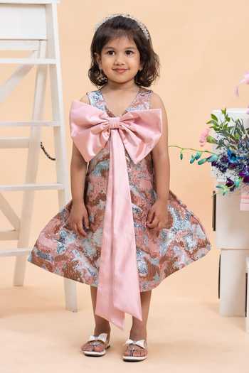 Buy_Kirti Agarwal - Pret N Couture_Pink Jacquard, Satin Woven Dress _at_Aza_Fashions