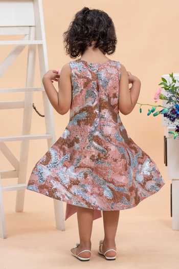 Shop_Kirti Agarwal - Pret N Couture_Pink Jacquard, Satin Woven Dress _at_Aza_Fashions