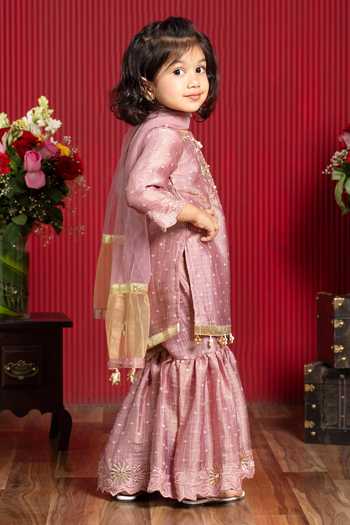 Kirti Agarwal - Pret N Couture_Pink Tissue, Net Embroidered Kurta Set _Online_at_Aza_Fashions