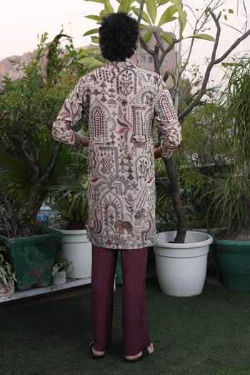 Shop_Dev Ki Raha_Multi Color Georgette Aabroo Printed Kurta Set _at_Aza_Fashions