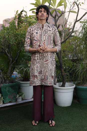 Buy_Dev Ki Raha_Multi Color Georgette Aabroo Printed Kurta Set _at_Aza_Fashions