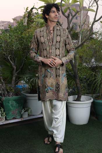 Buy_Dev Ki Raha_Multi Color Silk Kohinoor Embroidered Kurta Set _at_Aza_Fashions