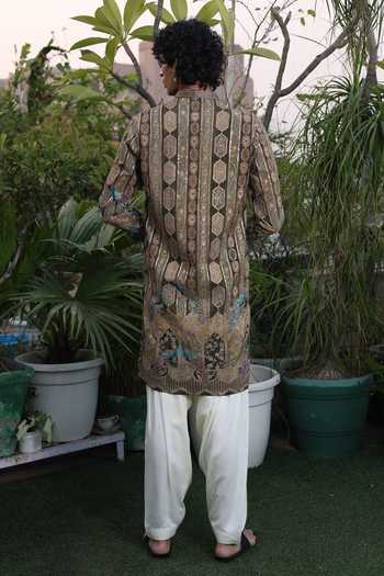 Dev Ki Raha_Multi Color Silk Kohinoor Embroidered Kurta Set _Online_at_Aza_Fashions