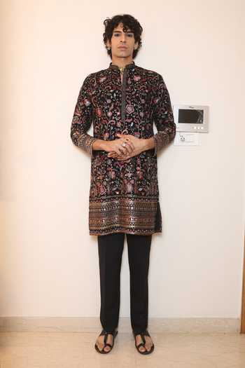 Shop_Dev Ki Raha_Multi Color Georgette Behruz Floral Embroidered Kurta Set _at_Aza_Fashions
