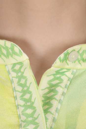 Mandira Wirk_Yellow Cotton, Linen, Chiffon, Viscose Sunrise Shift Printed Kurta And Palazzo Set _Online_at_Aza_Fashions