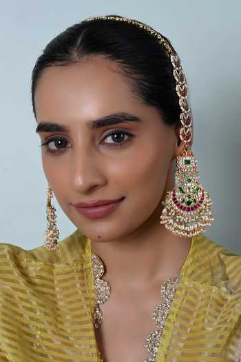 Shop_Shlok Jewels_Multi Color Stone Embellished Earrings _at_Aza_Fashions