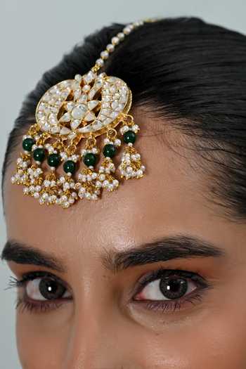 Shop_Shlok Jewels_White Jadau Kundan Embellished Necklace Set _at_Aza_Fashions