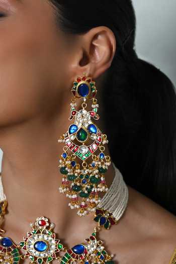Shop_Shlok Jewels_Multi Color Jadau Kundan Embellished Choker Set _at_Aza_Fashions