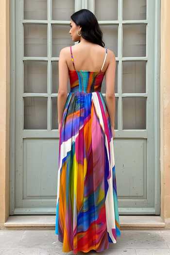 Shop_Poppi_Multi Color Bemberg Cowl Neck Printed Strappy Maxi Dress _at_Aza_Fashions