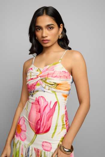 Buy_Poppi_Multi Color Bemberg Sweetheart Neck Floral Printed Maxi Dress _Online_at_Aza_Fashions