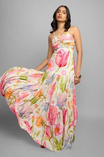 Shop_Poppi_Multi Color Bemberg Sweetheart Neck Floral Printed Maxi Dress _Online_at_Aza_Fashions