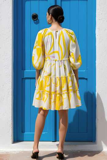 Shop_Poppi_White Bemberg Round Neck Tiered Dress _at_Aza_Fashions