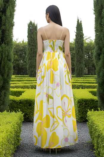 Shop_Poppi_White Bemberg Square Neck Floral Print Maxi Dress _at_Aza_Fashions