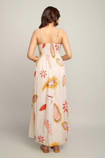 Shop_Poppi_White Bemberg Sweetheart Neck Printed Maxi Dress _at_Aza_Fashions