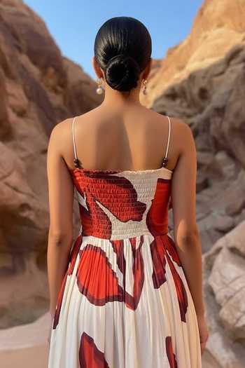 Shop_Poppi_White Bemberg Bandeau Neck Printed Maxi Dress _at_Aza_Fashions
