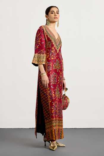 Buy_RI.Ritu Kumar_Multi Color Silk, Satin, Viscose, Spandex Gulzar Garden Print Kurta With Pant _Online_at_Aza_Fashions