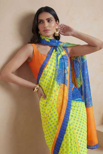 Buy_Satya Paul_Multi Color Silk, Crepe Scorching Noon Saree _Online_at_Aza_Fashions