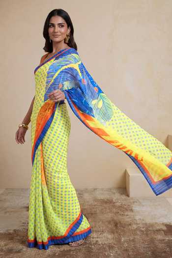 Shop_Satya Paul_Multi Color Silk, Crepe Scorching Noon Saree _Online_at_Aza_Fashions