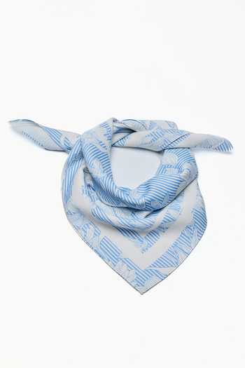 Shop_House Of Eda_Blue Porcelain Garden Print Square Scarf _at_Aza_Fashions