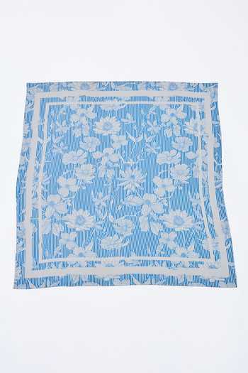 Buy_House Of Eda_Blue Porcelain Garden Print Square Scarf _at_Aza_Fashions