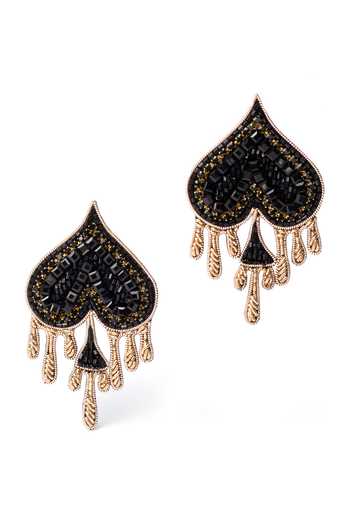 Buy_KARAARI_Black Spade Drip Earrings _Online_at_Aza_Fashions