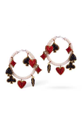 KARAARI_Black Suits Of Cards Charms Hoop Earrings _Online_at_Aza_Fashions