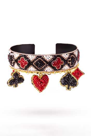 KARAARI_Black Suits Of Cards Charms Cuff _Online_at_Aza_Fashions