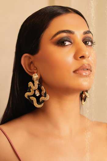 Buy_KARAARI_Black Snake Embroidered Earrings _at_Aza_Fashions