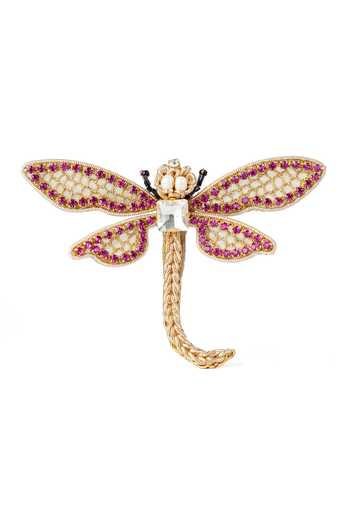 KARAARI_Pink Dragonfly Embroidered Brooch _Online_at_Aza_Fashions