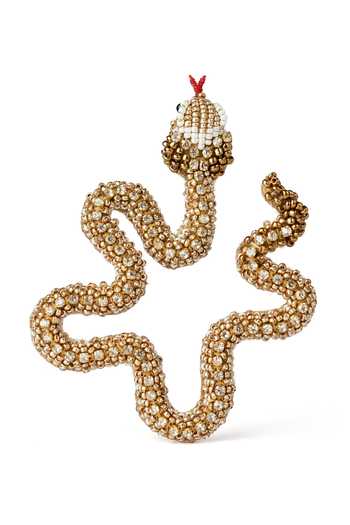 KARAARI_Gold Plated Snake Embroidered Brooch _Online_at_Aza_Fashions