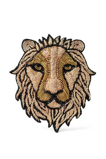 KARAARI_Black Lion Embroidered Brooch _Online_at_Aza_Fashions