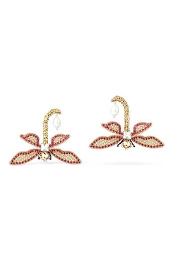 KARAARI_Pink Embroidered Dragonfly Earrings _Online_at_Aza_Fashions