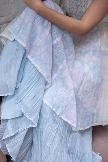 Shop_Label Nimbus_Blue Chanderi, Organza Halter Neck Tie And Dye Short Kurta Sharara Set _Online_at_Aza_Fashions