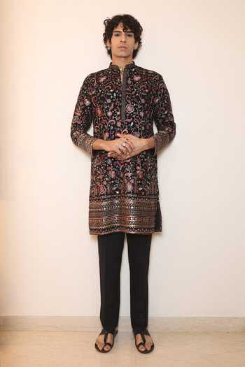 Buy_Dev Ki Raha_Multi Color Georgette Behruz Floral Embroidered Kurta Set _at_Aza_Fashions