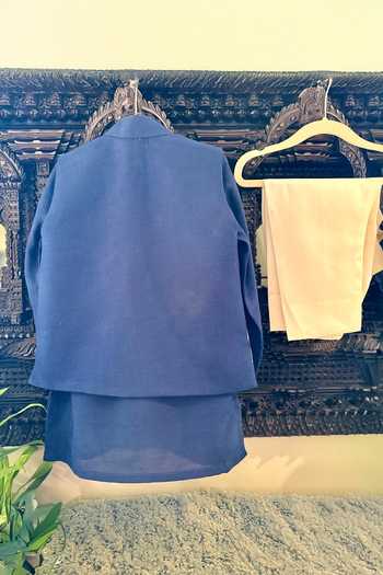Shop_Rage Attire-Sweta Saria_Blue Silk, Bemberg Flower Sutta Embroidered Nehru Jacket Kurta Set _Online_at_Aza_Fashions