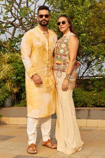 Aseem Kapoor_Multi Color Muslin, Net, Crepe Beads, Multicolor Embroidered Dress And Sharara Set 
