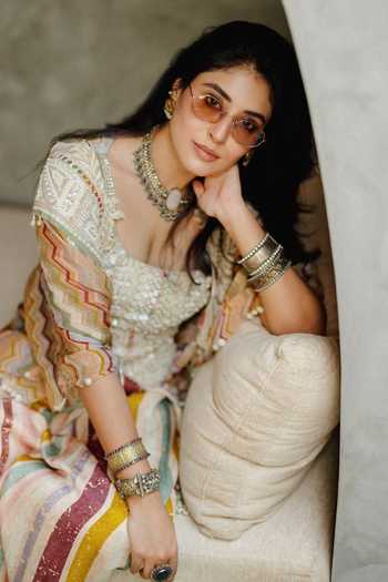 Buy_Aseem Kapoor_Ivory Net, Satin, Silk, Cotton Sequins, Beads Chevron Print Jacket And Trouser Set _Online