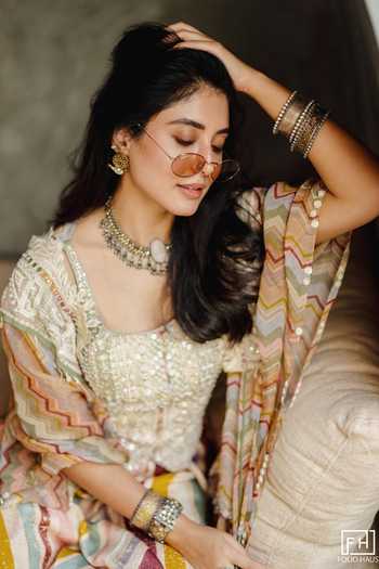 Shop_Aseem Kapoor_Ivory Net, Satin, Silk, Cotton Sequins, Beads Chevron Print Jacket And Trouser Set _Online
