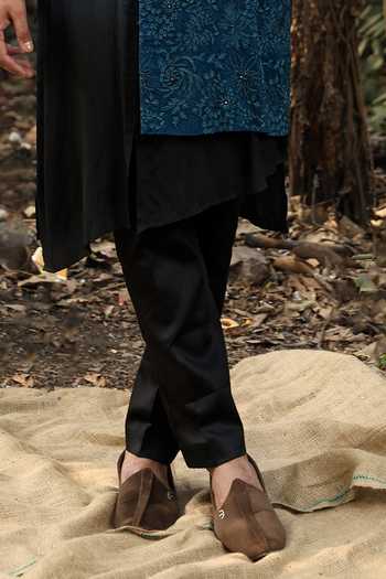 Surabhi Agarwal_Blue Silk, Cotton, Satin Embroidered Kurta And Pyjama Set _Online_at_Aza_Fashions