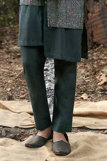 Surabhi Agarwal_Grey Silk, Cotton Satin Embroidered Kurta And Pyjama Set _Online_at_Aza_Fashions