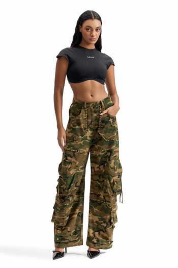 Cilvr_Brown Cotton Combat Studded Relaxed Suit And Pant Set _Online_at_Aza_Fashions