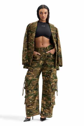 Buy_Cilvr_Brown Cotton Combat Studded Relaxed Suit And Pant Set _at_Aza_Fashions